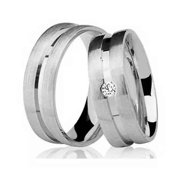 Par De Aliança Prata 925 Momentos 5mm Com Zircônia