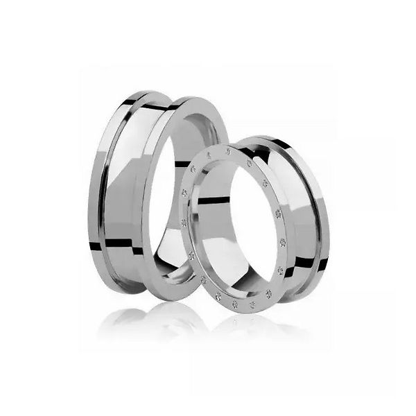 Par De Aliança Prata 925 Luxuri II Anatômica 7,0mm Com Zircônias