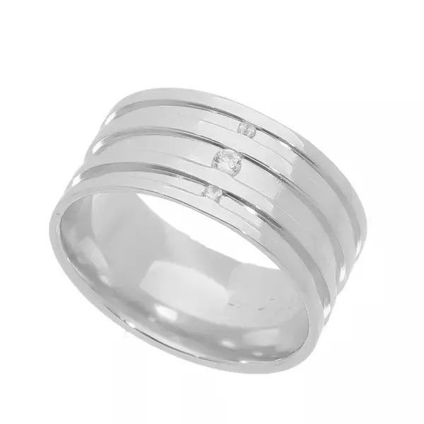 Aliança Individual Prata 925 Semi Anatômica De 9mm Com Zircônias