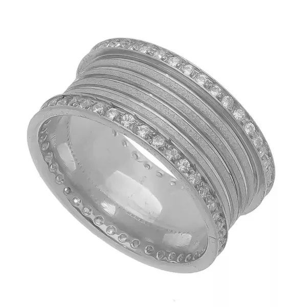 Aliança Individual Prata 925 Semi Anatômica De 9,4mm Com Zircônias