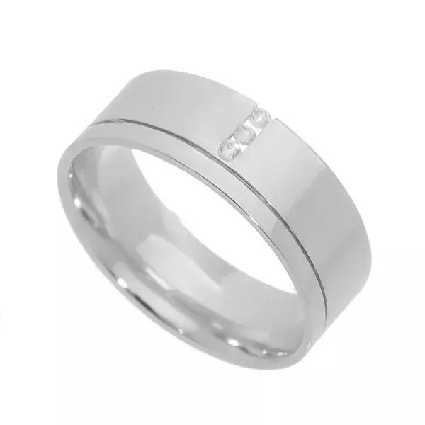 Aliança Individual Prata 925 Semi Anatômica De 7mm Com Zircônias