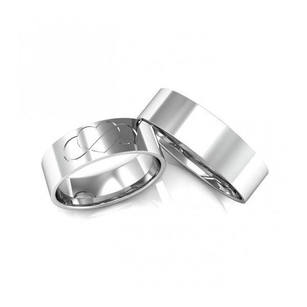 Par De Aliança Prata 925 Coração Infinito 6mm