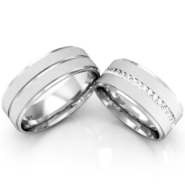 Par De Aliança Prata 925 Married Fosca 7mm