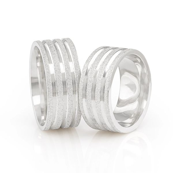 Par De Aliança Prata 925 Anabella Fosca 8mm