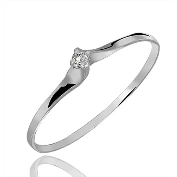 Anel De Prata 925 Solitário Delicate Com Zircônia
