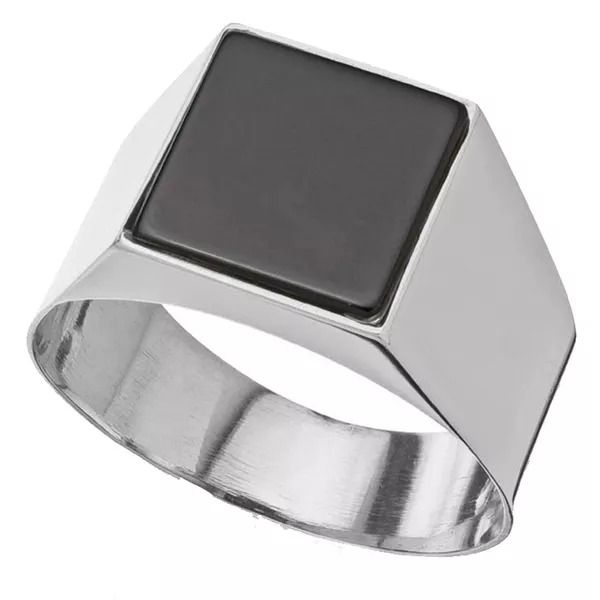 Anel De Prata 925 Comendador Com Pedra Ônix