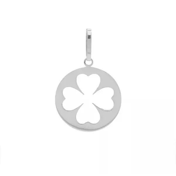 Pingente De Prata 925 Medalhinha Trevo Vazado