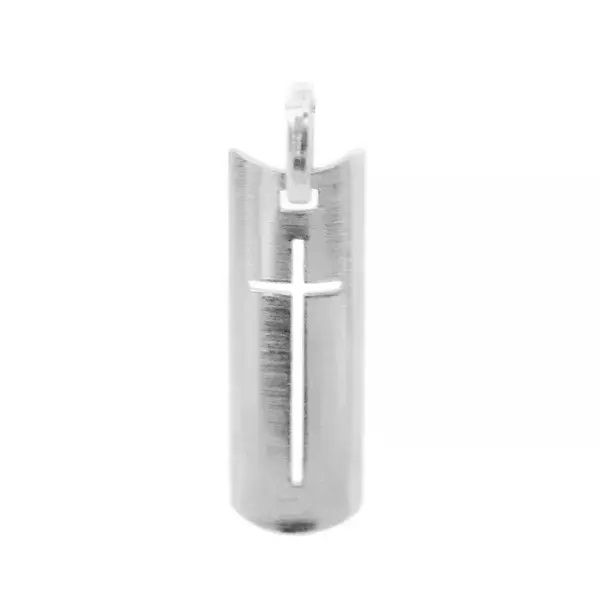 Pingente De Prata 925 Placa Com Cruz De 27mm