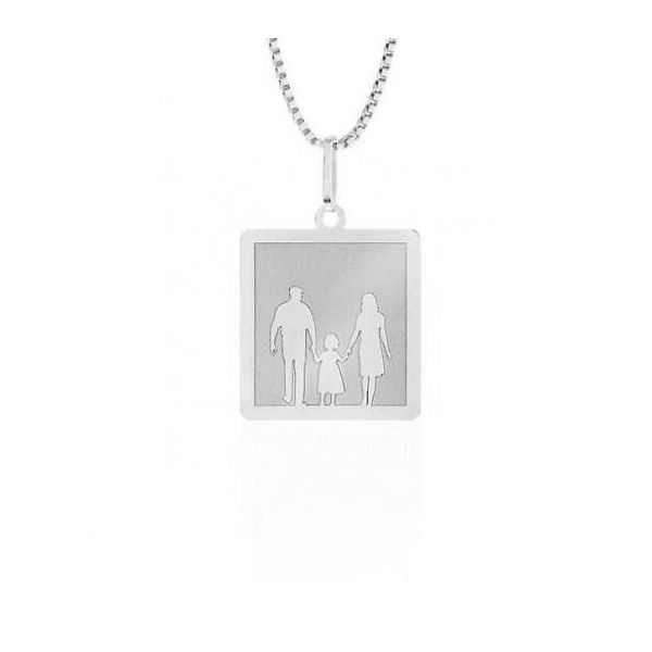 Pingente De Prata 925 Pai, Mãe e Filha