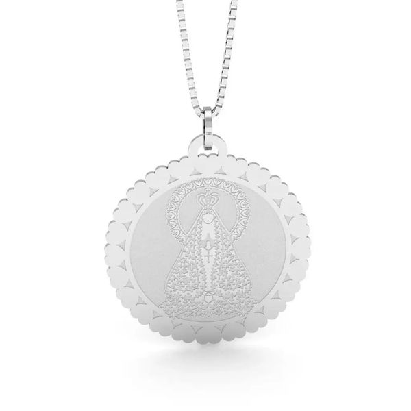 Pingente De Prata 925 Nossa Senhora Aparecida Redondo