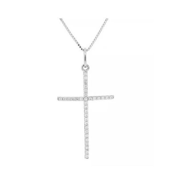 Pingente De Prata 925 Cruz Com Zircônias 2,5cm