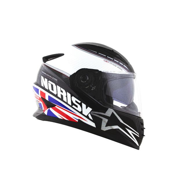  CAPACETE NORISK FF302 GRAND PRIX UK INGLATERRA AZUL/BRANCO/VERMELHO