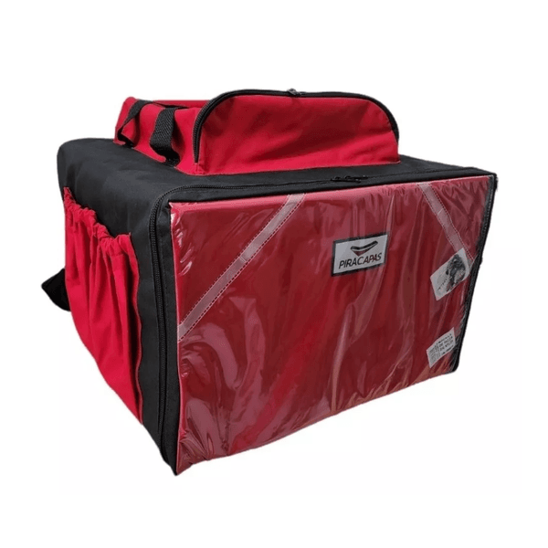 MOCHILA ENTREGA ISOPOR VERMELHA 60L ALUMINIZADA PIRACAPAS