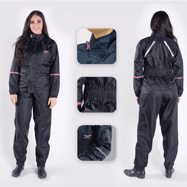 CAPA CHUVA NYLON PRETA / ROSA COM FORRO