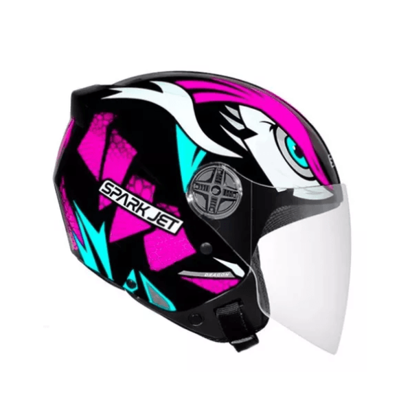 CAPACETE EBF SPARK JET DRAGON ROSA / VERDE TIFANY /PRETO