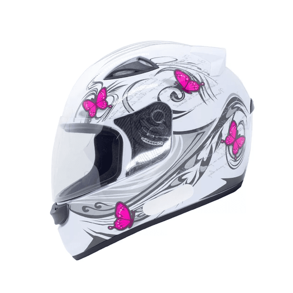 CAPACETE EBF NEW SPARK BORBOLETA BRANCO / ROSA BRILHANTE