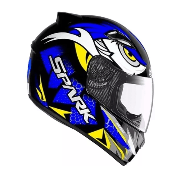 CAPACETE EBF NEW SPARK DRAGON AZUL / AMARELO FOSCO
