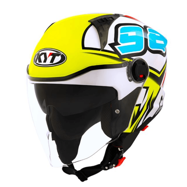 CAPACETE KYT TT-COURSE 98 BOMB AMARELO / BRANCO / VERMELHO / AZUL