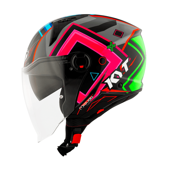 CAPACETE KYT TT-COURSE 98 BOMB AMARELO / BRANCO / VERMELHO / AZUL