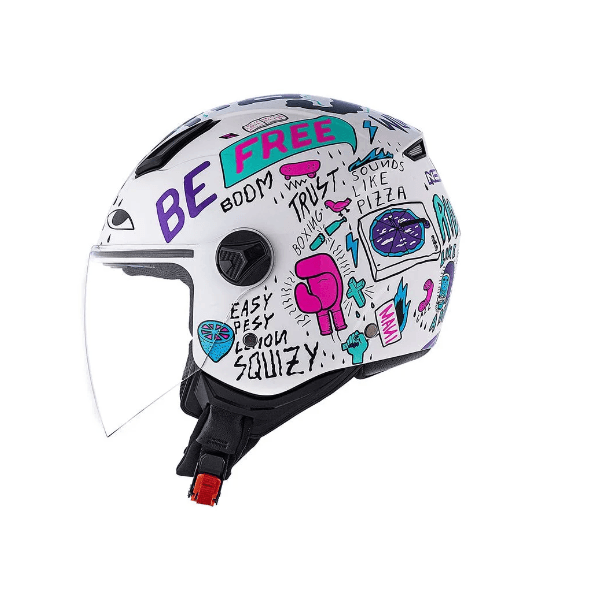 CAPACETE NORISK ORION FREE BRANCO E ROXO 