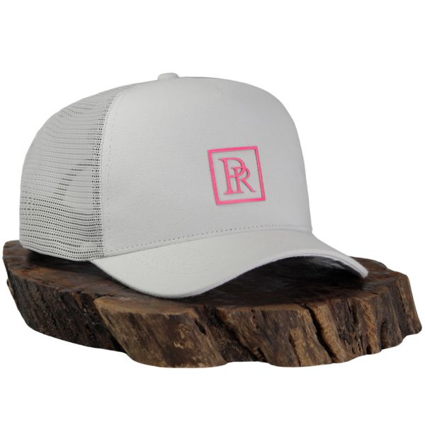 Boné Trucker Pr Branco Pr Rosa Florescente