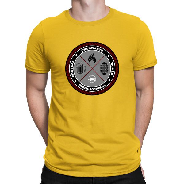 Camiseta Pressão Rural Amarela Churrasco