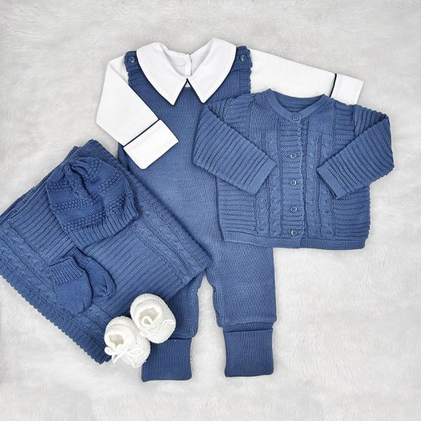 Kit Saída De Maternidade Miguel Azul Jeans 7 Peças