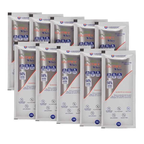 Purenutry Whey Isolate sachê 15 gramas sabor neutro c/ 10 unidades