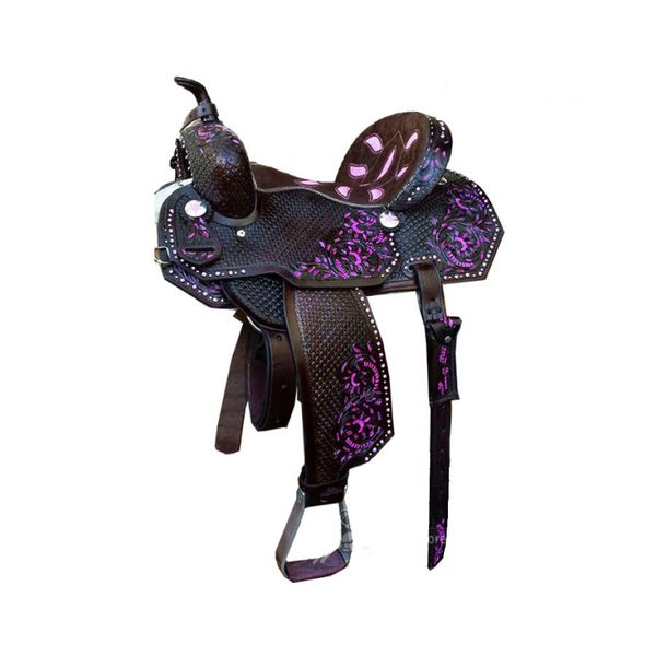 SELA FORMA PROTEC HORSE COURO CAFE- BORDADO ROXO/ ASSENTO CHOCOLATE E ROXO/ABA RECORTADA