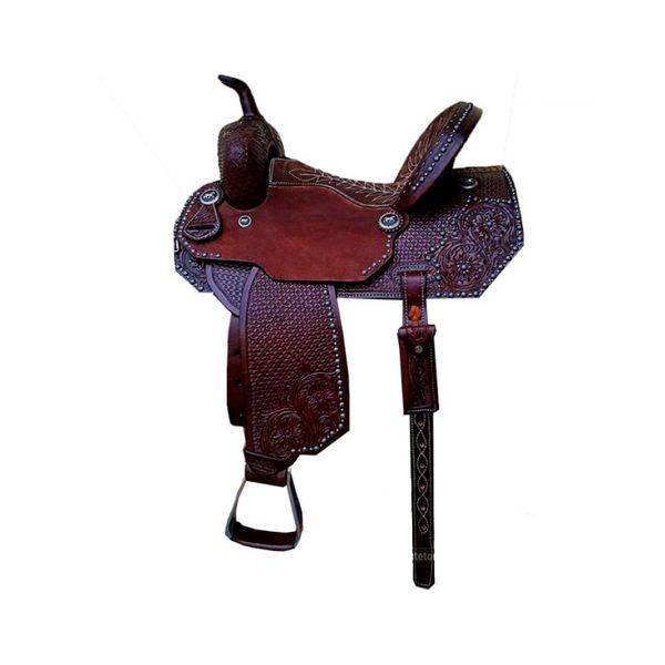 SELA FORMA PROTEC HORSE COURO CHOCOLATE - BORDADO FLOR/ASSENTO CRAVINHO/ABA RECORTADA