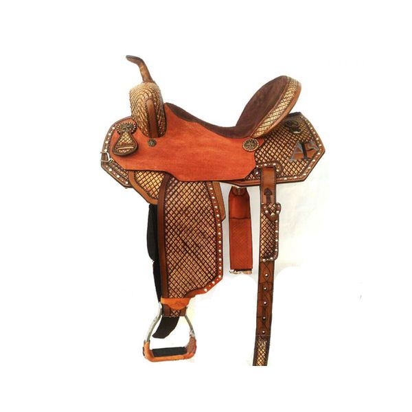 SELA FORMA PROTEC HORSE COURO HAVANA - BORDADO/CRAVINHOS E TACHAS/ASSENTO MARROM/ABA RECORTADA