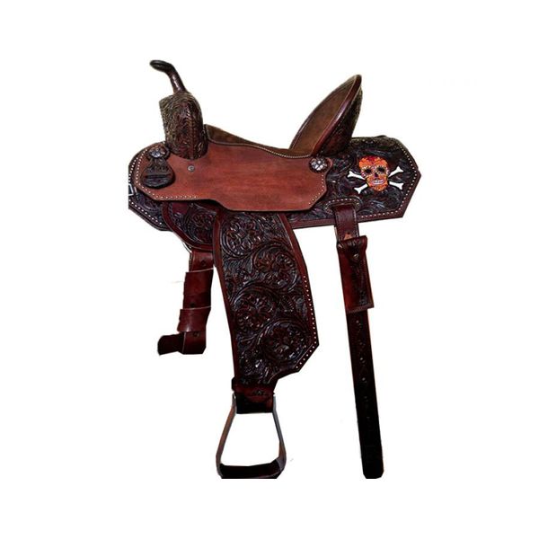 SELA FORMA PROTEC HORSE COURO CAFE - BORDADO CAVEIRA/ ASSENTO CHOCOLATE/ ABA RECORTADA