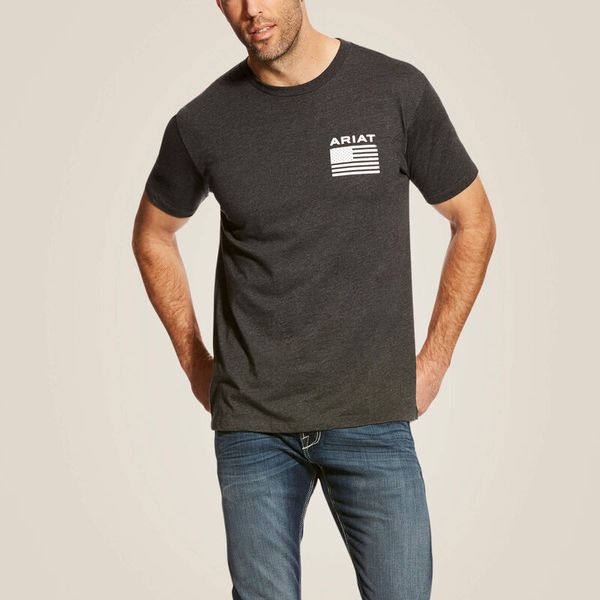 Camiseta Masculina ARIAT - MEN LIBERTY - CARCHOAL HEATHER