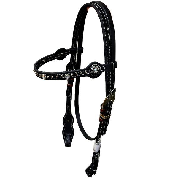 CABECADA TESTA COURO TOP EQUINE - AFOGADOR/PEDRA -14455
