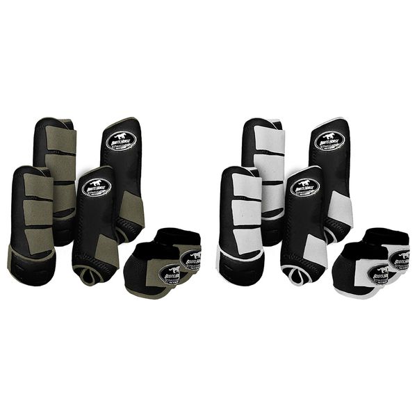 Kit Completo #BiColor Preto Com Velcro&Viés Colorido| Boleteira Dianteira Traseira e Cloche - Boots Horse