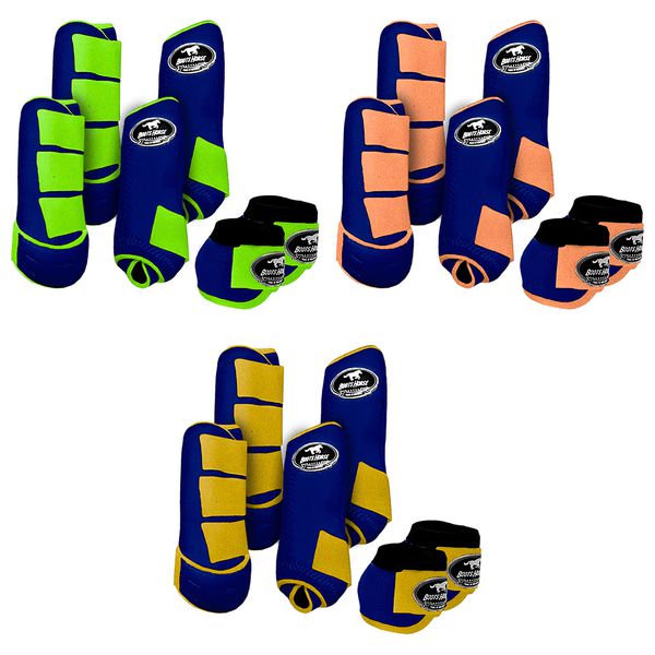 Kit Completo #BiColor Royal Com Velcro&Viés Colorido| Boleteira Dianteira Traseira e Cloche - Boots Horse