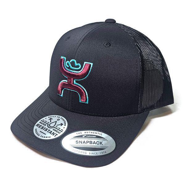 Boné Hooey Preto - Logo - Vinho - Turquesa