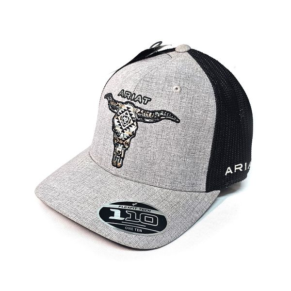 Boné Ariat - Cinza Preto Logo Longhorn