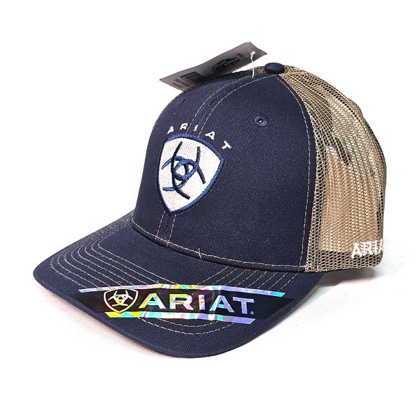 Boné Ariat - Marinho Marrom Logo Azul e Branco