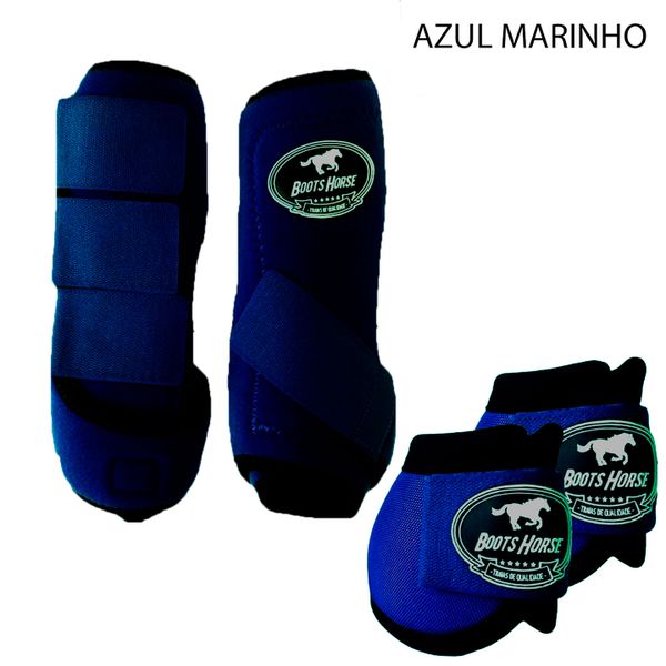 Kit Simples Boots Horse Boleteira Dianteira e Cloche - Azul Marinho