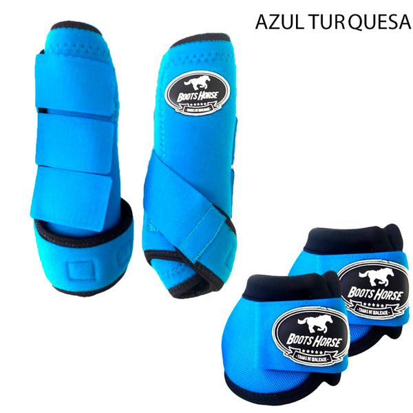 Kit Simples Boots Horse Boleteira Dianteira e Cloche - Azul Turquesa