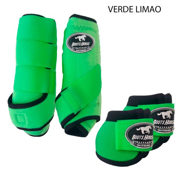 Kit Simples Boots Horse Boleteira Dianteira e Cloche - Verde Limão