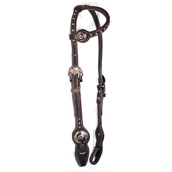 Cabeçada De Orelha Com Cravos e Margarida Cobre - Protec Horse