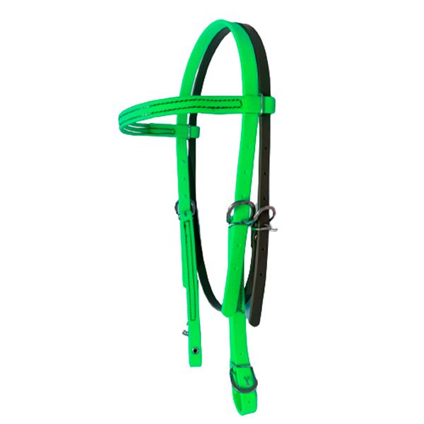 Cabeçada Testa Top Equine Silicone Fivela - VERDE LIMÃO/MARROM 