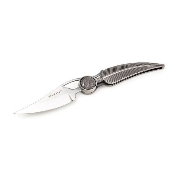 Canivete Maxam Liso - Pena de índio prata SKFEATHER