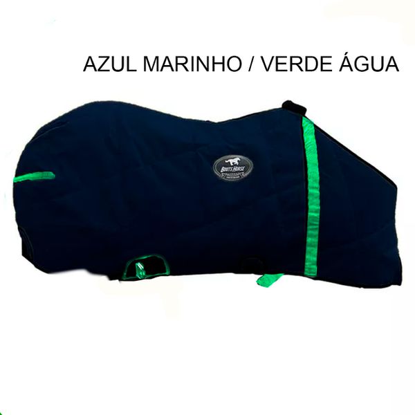 Capa de Frio Boots Horse Forrada Simples - Azul Marinho / Verde Água 