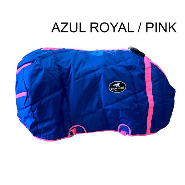 Capa de Frio Boots Horse Forrada Simples - Azul Royal / Pink