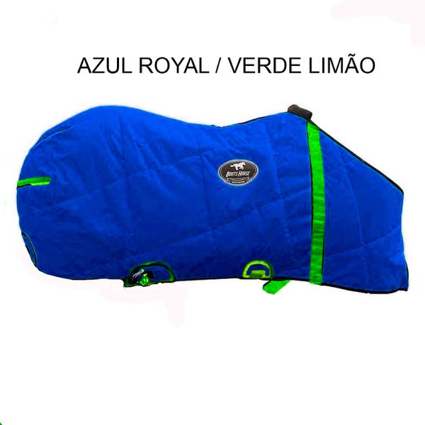 Capa de Frio Boots Horse Forrada Simples - Azul Royal / Verde Limão