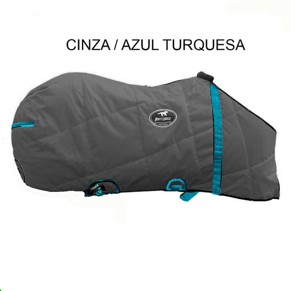 Capa de Frio Boots Horse Forrada Simples - Cinza / Azul Turquesa