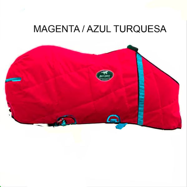 Capa de Frio Boots Horse Forrada Simples - Magenta / Azul Turquesa
